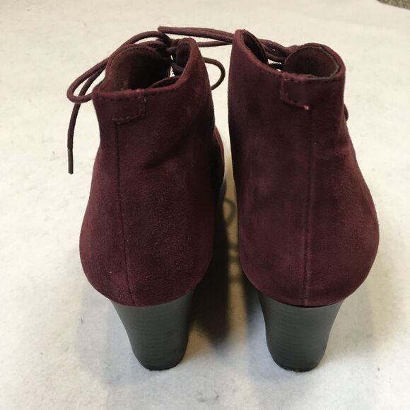 Clarks Womens 10W Wedge Ankle Boots Suede Leather Lace Up Burgundy Purple Witchy - Picture 3 of 11